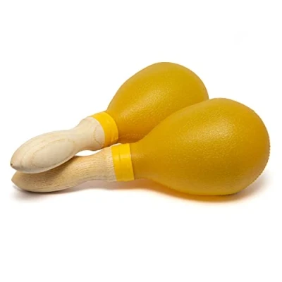 Image of TIGER MAR7 YE Full Size Maracas with Wooden Handles Yellow One Pair
