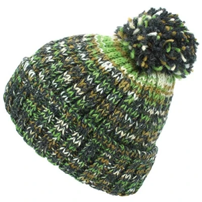 Image of LOUDelephant Wool Knit Bobble Beanie Hat Green
