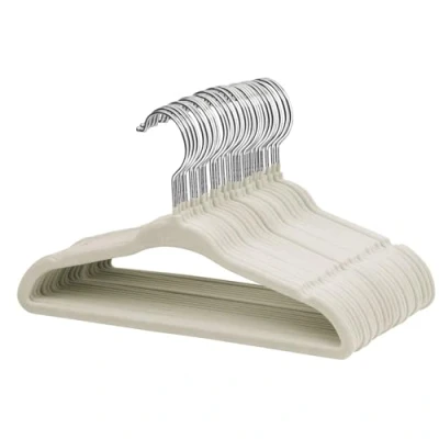 Image of ManGotree Baby Velvet Clothes Hangers, Kids Toddler Children&#039;s Hangers for Space Saving Non Slip (30 Pack, Beige)