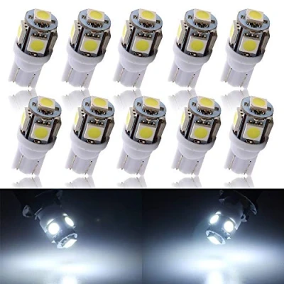 Image of GLL MSA 10 Pack T10 501 LED Bulbs W5W 194 168 White 5 SMD 5050 Car Interior,Dashboard,Number Plate,Sidelights Boot Light (12 V)