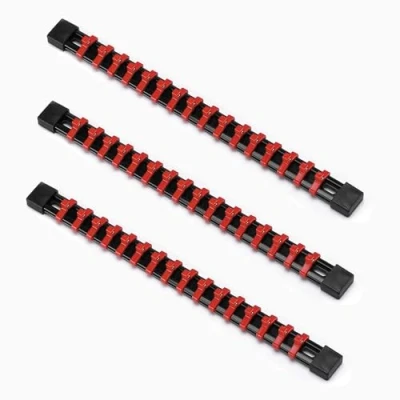 Image of ACEBON Tools Socket Organizers, 3 Piece Holder Kit, 1/4 inch Drive, Portable Clip Rail Holder, Holds 48 Sockets