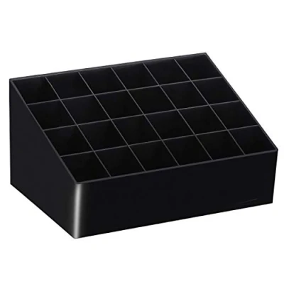 Image of TRIXES Lipstick Organiser, Holder 24 Slots Acrylic Display Stand Case Makeup Storage Organizer, for Lipsticks, Essential Oils, Jewellery, Make Up Black