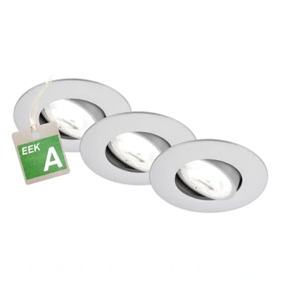 Image of Briloner LED recessed light Kulana A, matt chrome, 4000K, set of 3