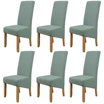 Image of Hengweiuk Chair Covers, Stretch Dining Covers Removable High Back Protective Washable Cover Slipcover for Room Kitchen Wedding Banquet Party Decoration (Blue, 6 PCS/Packet)