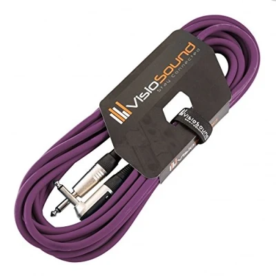 Image of Guitar Lead 6.35mm 1/4&quot; Mono Jack to Angled Jack/Instrument Cable / 6 Colours 6m Purple