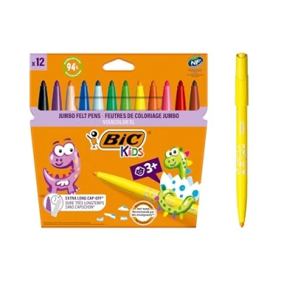 Image of BIC Kids Visacolor XL ECOlutions Colouring Pens,black,12 Pack