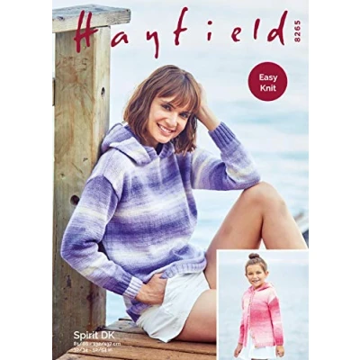 Image of Hayfield Spirit Double Knit Knitting Pattern 8265 Hooded Sweater &amp; Cardigan