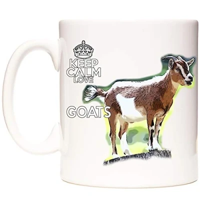 Image of Goat Mug. 11oz Ceramic Keep Calm and Love Goats, Gift