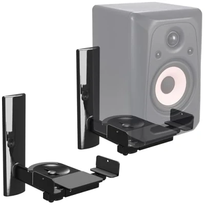 Image of RICOO Speaker Wall Mount Universal Black 2 Pcs. Swivel Tilt Bluetooth WiFi Airplay Holder LH023 B Mounted Loud Bracket