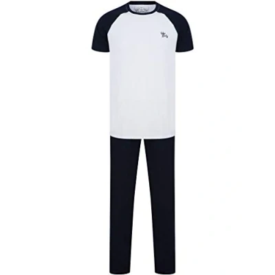 Image of Tokyo Laundry Men&#039;s Short Sleeve 2pc Lounge Pyjama Set Optic White / Sky Captain Navy L