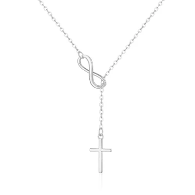 Image of Philip Jones Silver Plated Infinity with Cross Necklace