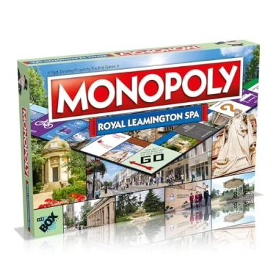 Image of Winning Moves Royal Leamington Spa Monopoly Board Game, Tour around the board, buy, sell and trade your way to success, makes a great gift for ages 8 plus