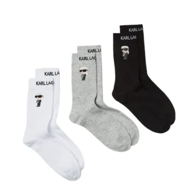 Image of KARL LAGERFELD Men&#039;s K/Ikonik 2.0 Socks (Pack of 3) Black/White/Grey 35 38