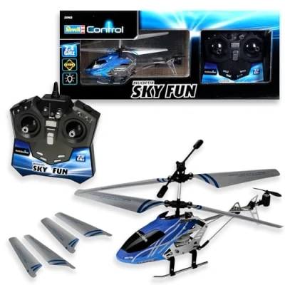 Image of Revell Control RC helicopter, remote controlled helicopter for beginners, 2.4 GHz control, easy to fly, gyro, stable chassis, LED lighting, USB charger SKY FUN 23982, multi color