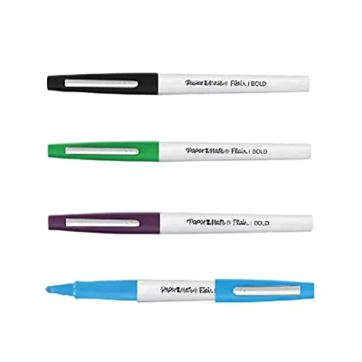 Image of Paper Mate Flair Bold Bullet Tip 1.2mm Felt Pen 4 Pack