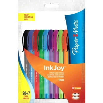 Image of Paper Mate Inkjoy 100 Cap Ballpoint Pens Pack of 27 Assorted Colours