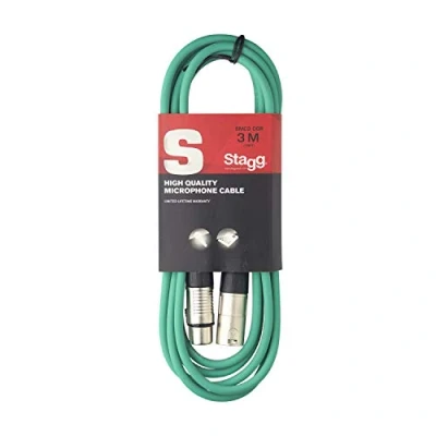 Image of Stagg SMC3 CGR 3 m XLR to Microphone Cable, Green