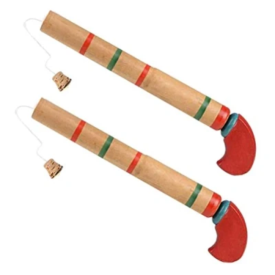 Image of TBEONE 2PCS Wooden Toy, Cork Pop Retro Novelty Toy with Pump Action Handle Outdoor Play Toys for Children