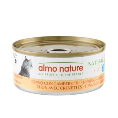 Image of almo nature HFC Natural Wet Cat Food with Tuna &amp; Shrimps (Pack of 24 x 70g Tins)