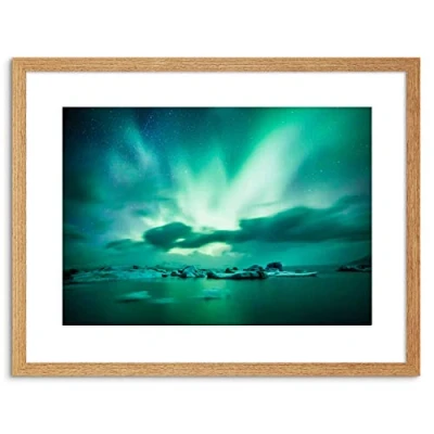 Image of Wee Blue Coo SPACE PHOTO AURORA BOREALIS NORTHERN LIGHTS FRAMED ART PRINT POSTER F97X12291