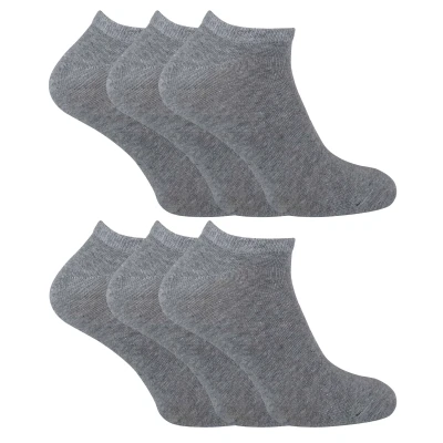 Image of Sock Snob 6 Pack Mens Cotton Ankle Low Cut Short Quarter Gym/Trainer Socks (12 3, Grey)