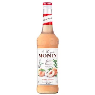 Image of MONIN Premium White Peach syrup 700ml for Cocktails and Mocktails. Vegan Friendly, Allergen Free, 100% Natural Flavours Colourings