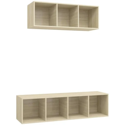 Image of vidaXL 2 Piece TV Cabinet Set Sonoma Oak Engineered Wood