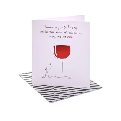 Image of UK Greetings Birthday Card for Her/Friend Funny Wine Design