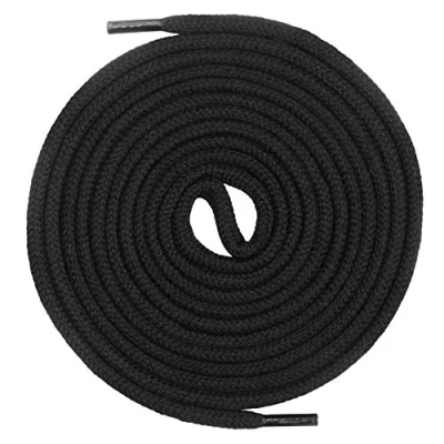 Image of Mount Swiss© premium shoelace, round laces made of 100% cotton, tear resistant, diameter 3 mm 4 mm, 12 colours, length 45 200 cm., Adult (Unisex), Ms sb 01, black