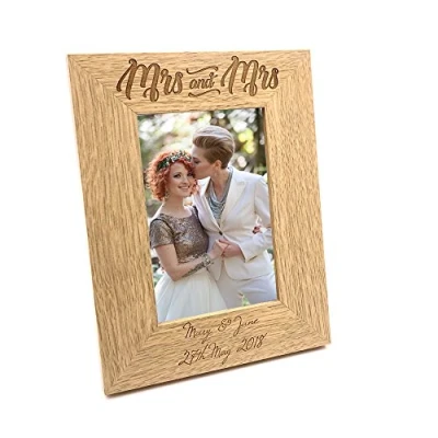 Image of ukgiftstoreonline Personalised Engraved Mrs and Wooden Photo Frame Wedding Gift (4 x 6 Inch)