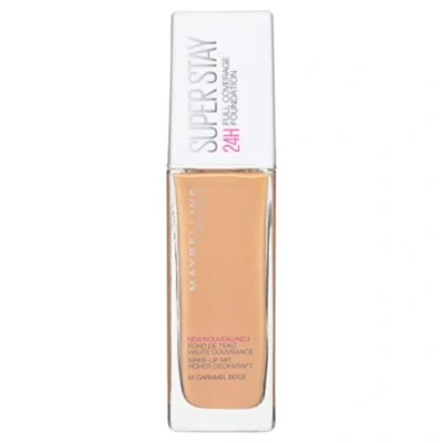 Image of Maybelline New York Foundation, Superstay 24 Hour Longlasting Lightweight Feel, Water and Transfer Resistant, 30 ml, Shade: 51, Caramel Beige