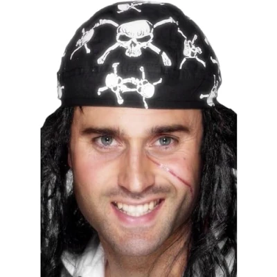 Image of Smiffy&#039;s Pirate Bandanna Skull and Crossbones Design Ready Formed