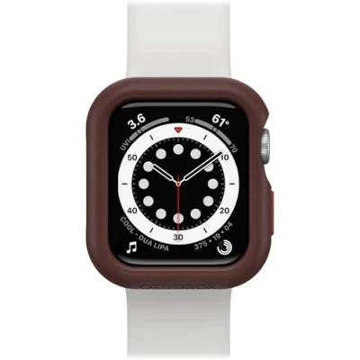 Image of OtterBox All Day Watch Bumper for Apple Series SE (2nd/1st gen)/6/5/4 44mm, Shockproof, Drop proof, Sleek Protective Case Watch, Guards Display and Edges, Brown/Red