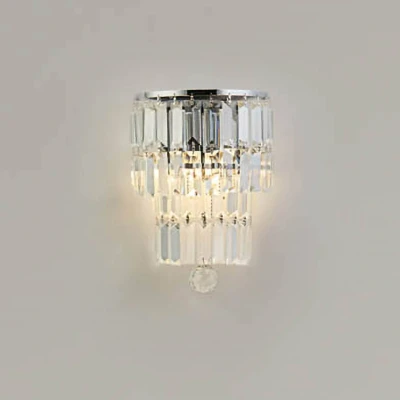 Image of Empire 2 Light Wall Lamp, Chrome with Clear Crystal
