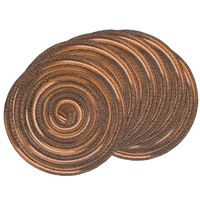 Image of SCF2017 18CM Round Woven Cotton Yarn Placemats Heat Resistant Table Mats Set of 6,Coffee