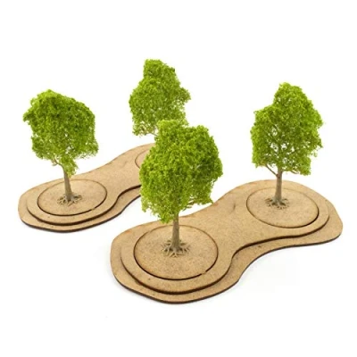 Image of War World Gaming MDF Tree Bases Small Pack of 2 Tabletop Wargame Diorama Terrain Scenery Landscape Wargaming Model Modelling Battlefield Objective Miniature