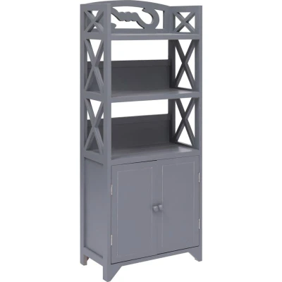 Image of vidaXL Bathroom Cabinet Grey 46x24x116 cm Paulownia Wood