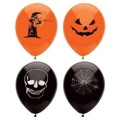 Image of (Pack of 45) Halloween Balloons Assorted Orange Black &amp; White Trick or Treat Scary Party Decorations