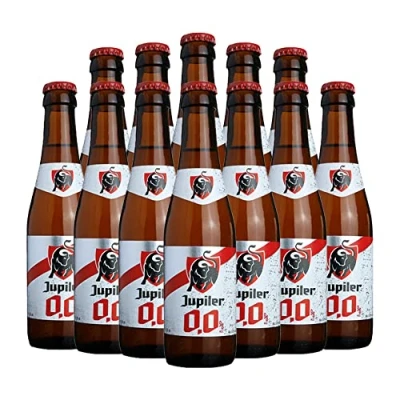 Image of Jupiler Belgian Alcohol Free Beer 250ml Bottles (12 Pack) 0.0% ABV Gifts for Men, Birthday Men and Women, Beers Lagers Offers Gift Pack Set
