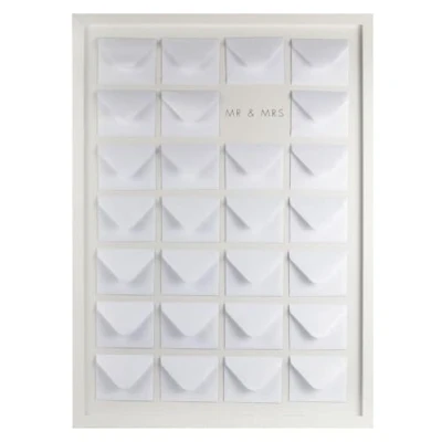 Image of Ginger Ray Wedding White Wooden Frame Alternative Guest Book Envelopes and 27 Cards