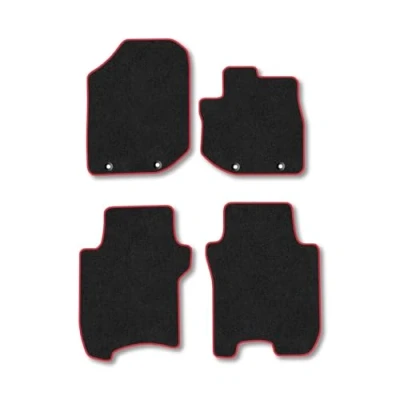 Image of Car Mats Compatible with Honda Jazz (2011 2015) Tailored Fit Red Carpet Floor Set Accessory Custom 4 Pieces Anti Slip Backing &amp; Binding Trim Edge