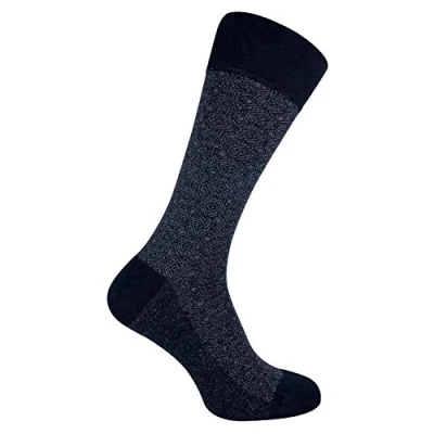 Image of Sock Snob Mens Patterned Design Formal Bamboo Dress Socks (6 11 UK, Black Grey Vintage Graphic)