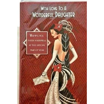 Image of Art Deco Wonderful Daughter Glittered Christmas Card