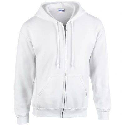 Image of Gildan Heavy Blend Adult Full Zip Hooded Sweatshirt, White, S