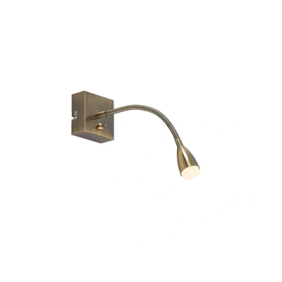 Image of Lindby Jolka LED reading light, switch, antique brass