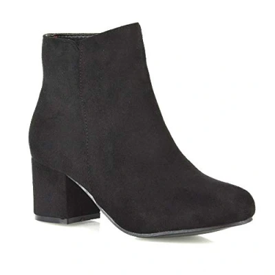 Image of ESSEX GLAM Womens Ankle Boots Block Low Heel Ladies Zip Casual Formal Booties Shoes Size