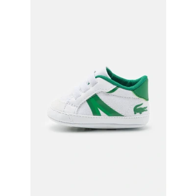 Image of Lacoste CRIB Unisex First shoes for kids, Size: 1K, White/green Imitation leather/ textile