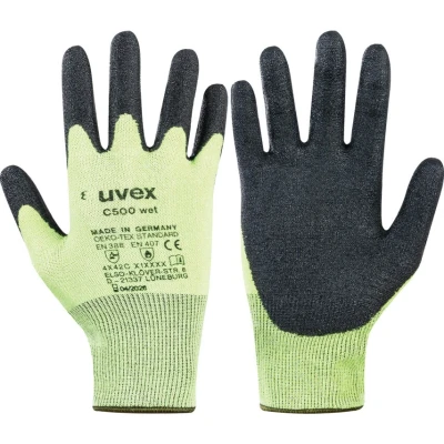 Image of 10x uvex Cut Resistant Gloves, HPE Coated, Lime/Anthracite, Size 7