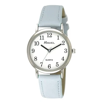 Image of Ravel Women&#039;s Pastel Coloured Everyday Watch (36mm case) Analogue Quartz R0137.06.1 Sky Blue/Silver Tone
