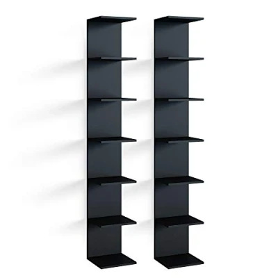 Image of Vicco Wall shelf Paolo, Black, 30 x 190 cm open